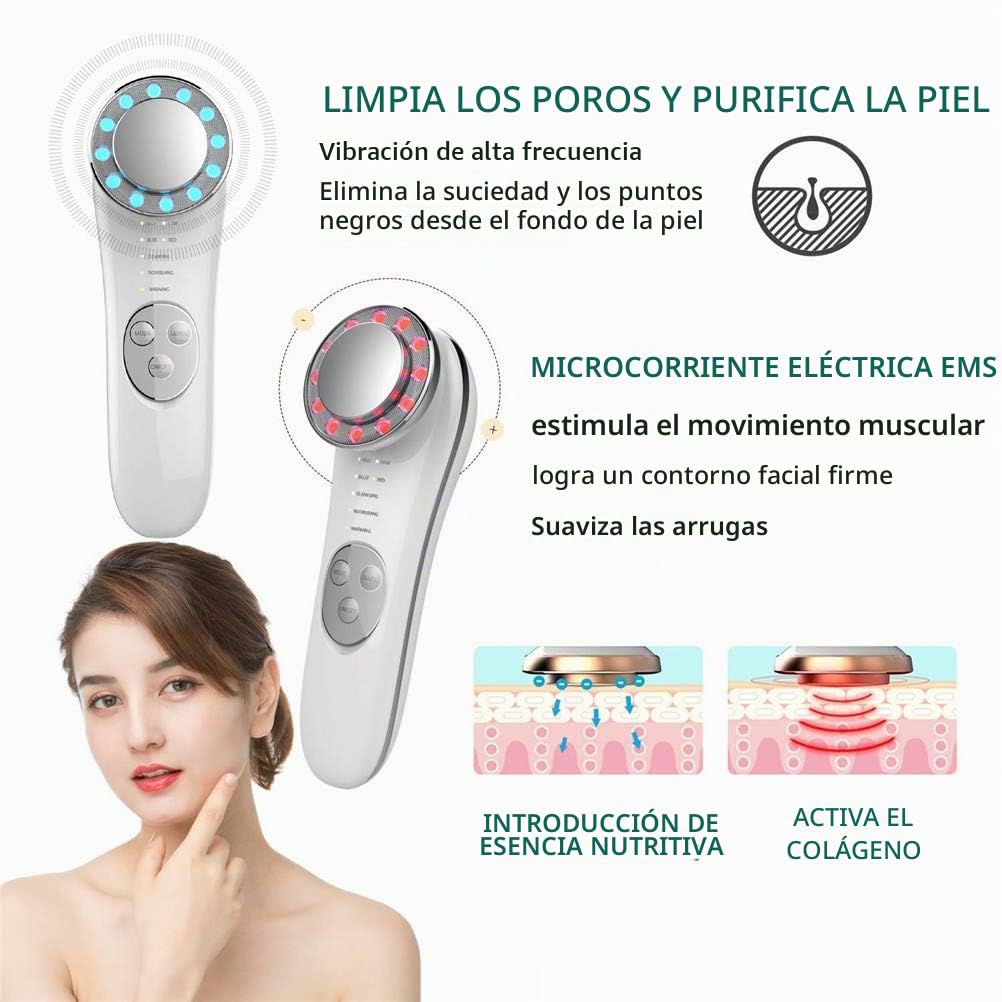 Aparato Facial Ultrasonido, 7 En 1 RF LED Facial Instrumento Multifuncional Dispositivo Anti-Edad Rejuvenecimiento De La Piel Anti-Arrugas Anti-Acné Apriete De La Piel Limpieza Facial