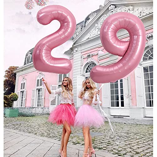 Image of TONIFUL 40 Inch Light Pink Large Numbers 0-9, Number 9 Digital Helium Balloon, Pink Foil Mylar Big Number Pastel for Birthday Party Anniversary Supplies Decorations