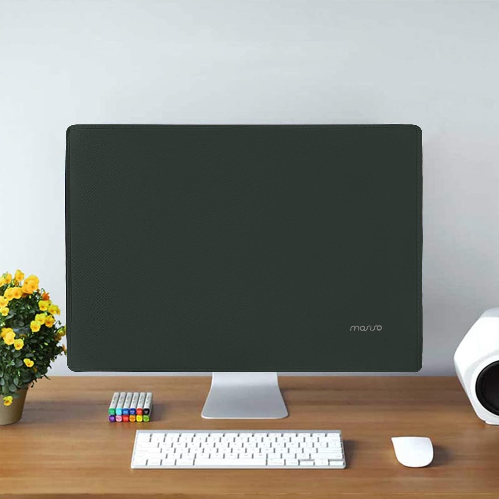 MOSISO Housse Moniteur Polyester Anti-poussière 22, 23, 24, 25 Pouces LCD/LED/HD Panneau d'affichage Protection Écran Anti-Statique Compatible avec 22-25 Pouces PC et TV,Vert Minuit
