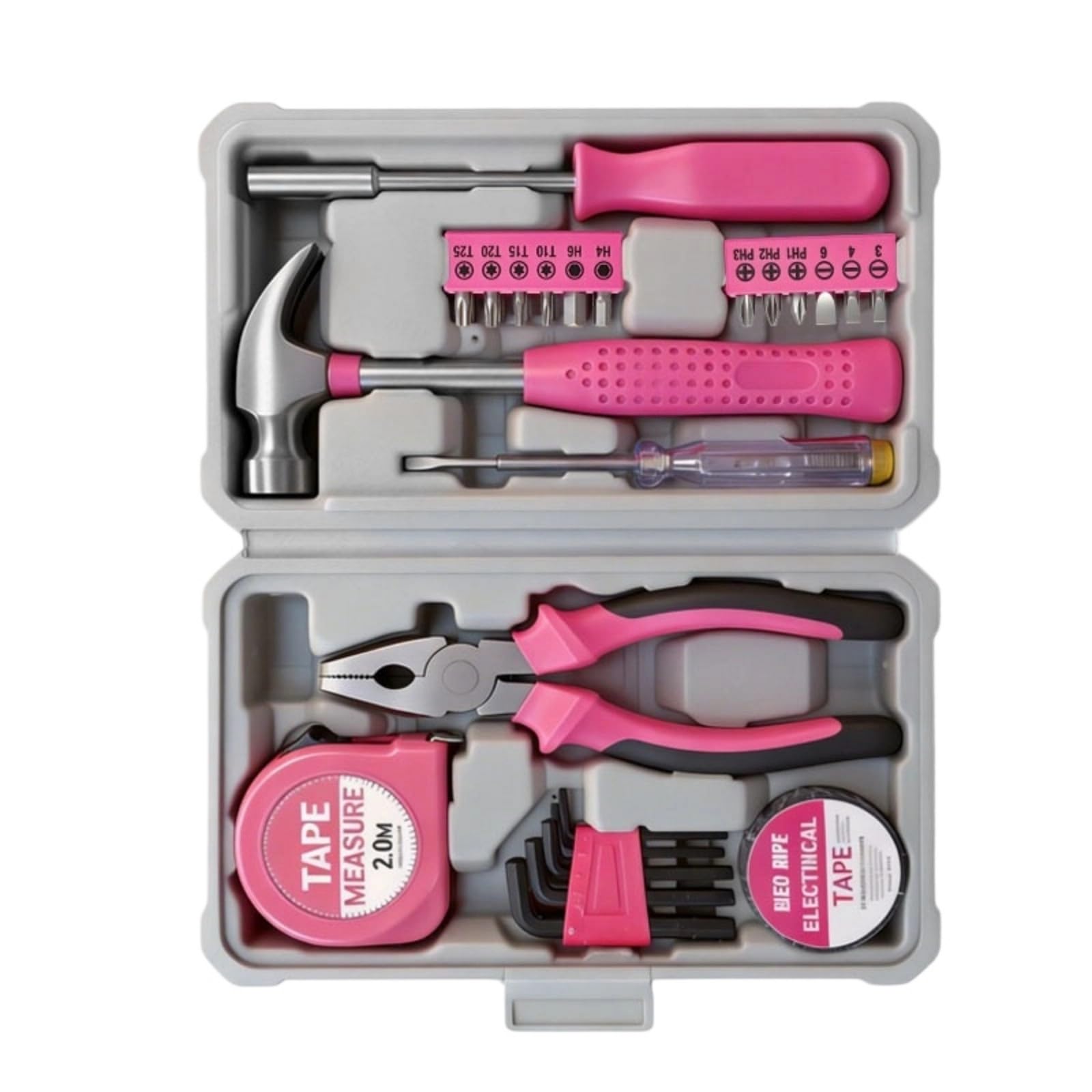 Practical 23 Piece Hand Tool Set Produced for Comfortable Grip During Extended Home Improvement Projects Pinks Home Repair Equipment
