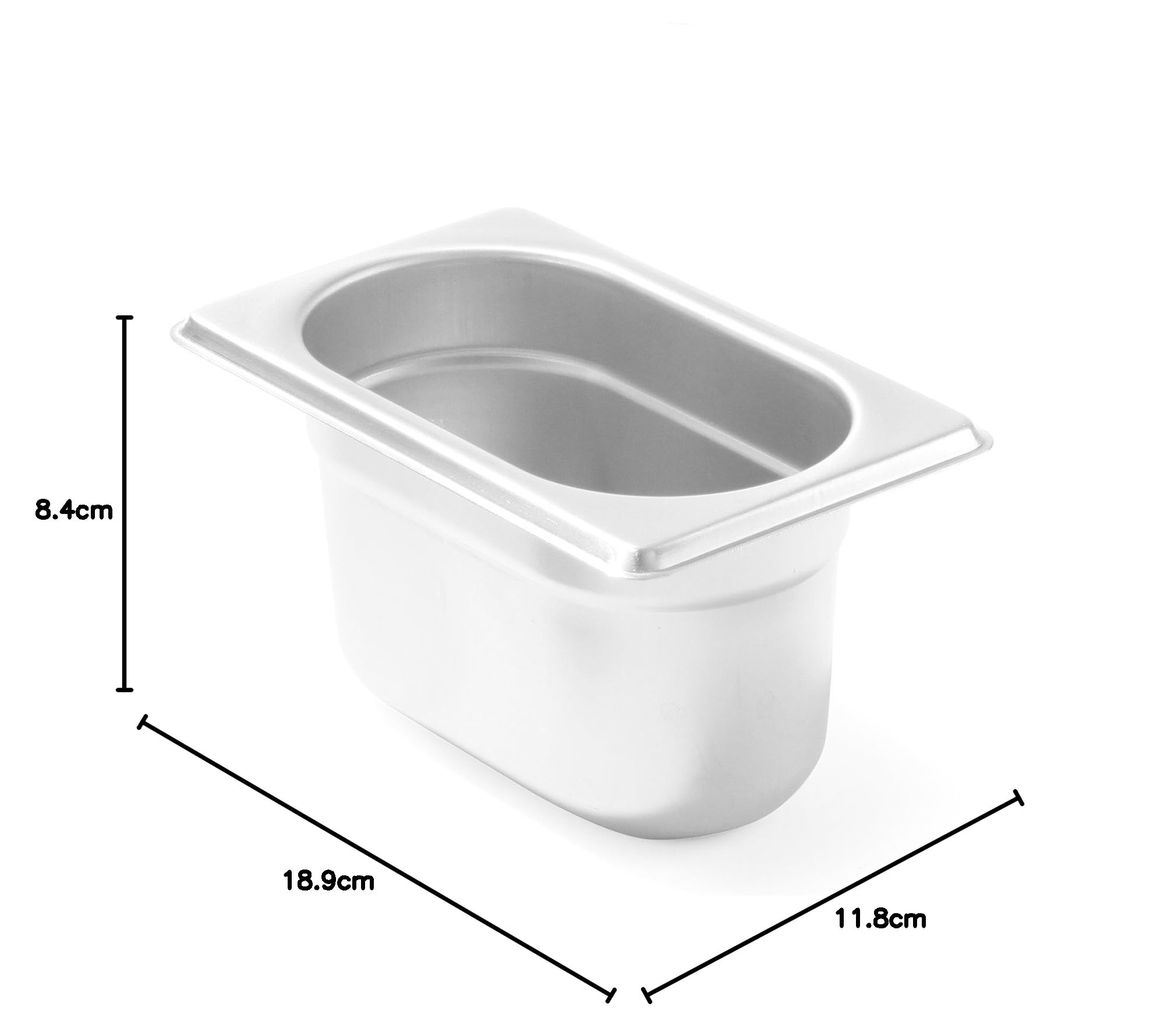 HENDI Contenitore Gastronorm GN 1/9, Budget Line, resistenza termica -40 °C a 250 °C, per forno e bagnomaria, 0,6L, 176x108x(H) 65mm, acciaio inox