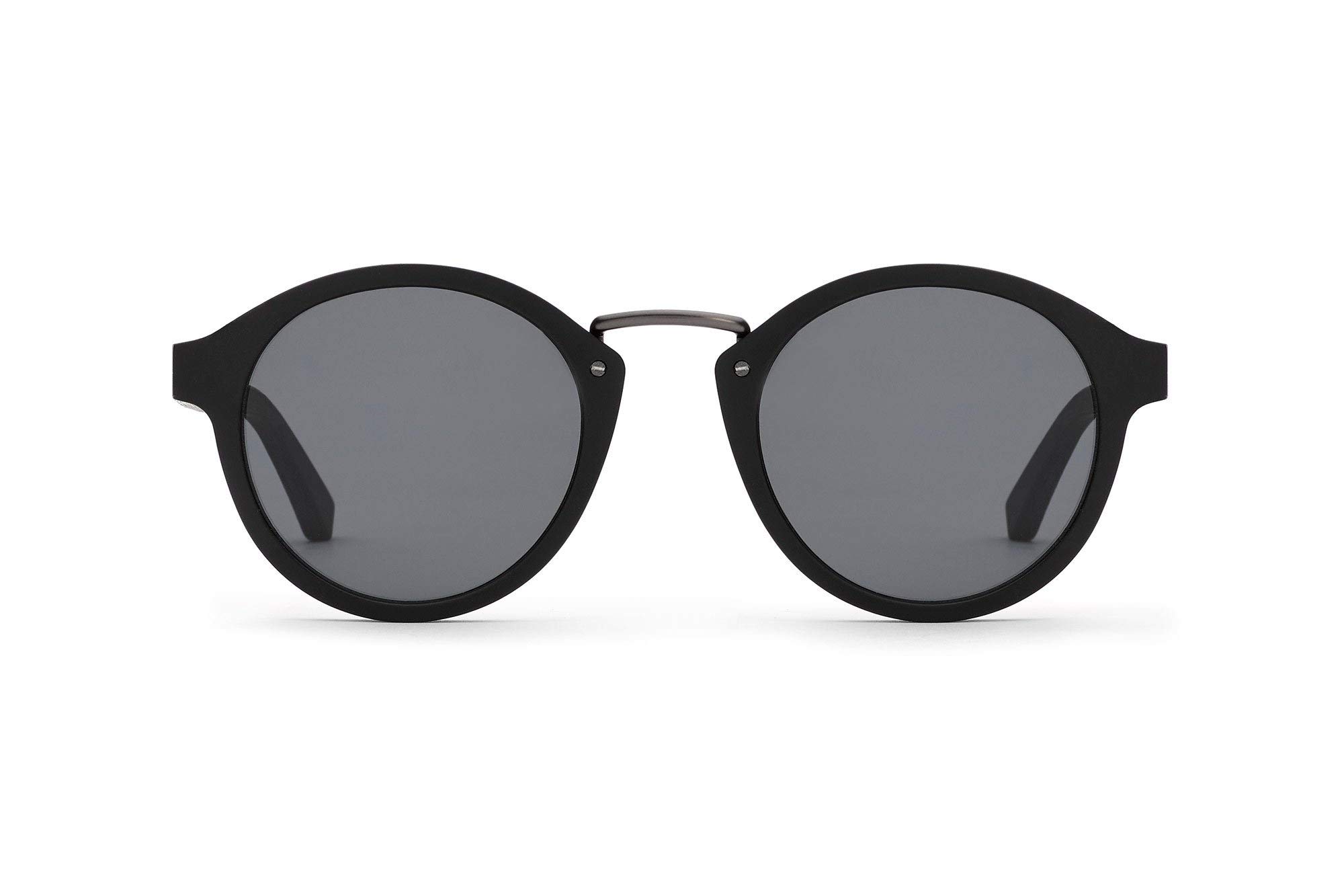 TAKE A SHOT Sonnenbrille Damen Holz Schmal Runde Gläser, Metall-Steg, UV400 Schutz - Holz-Sonnenbrille Herren