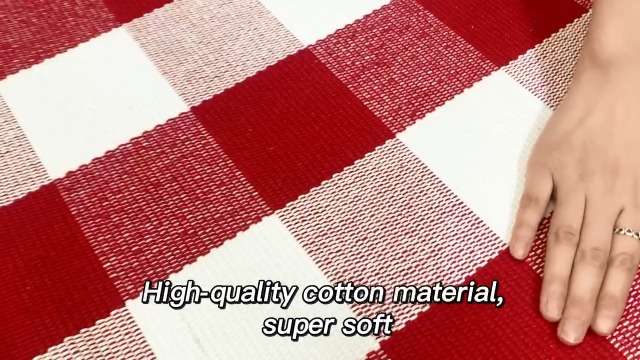 Tapete decorativo de algodón tejido plano 2'x3' rojo miniatura 7