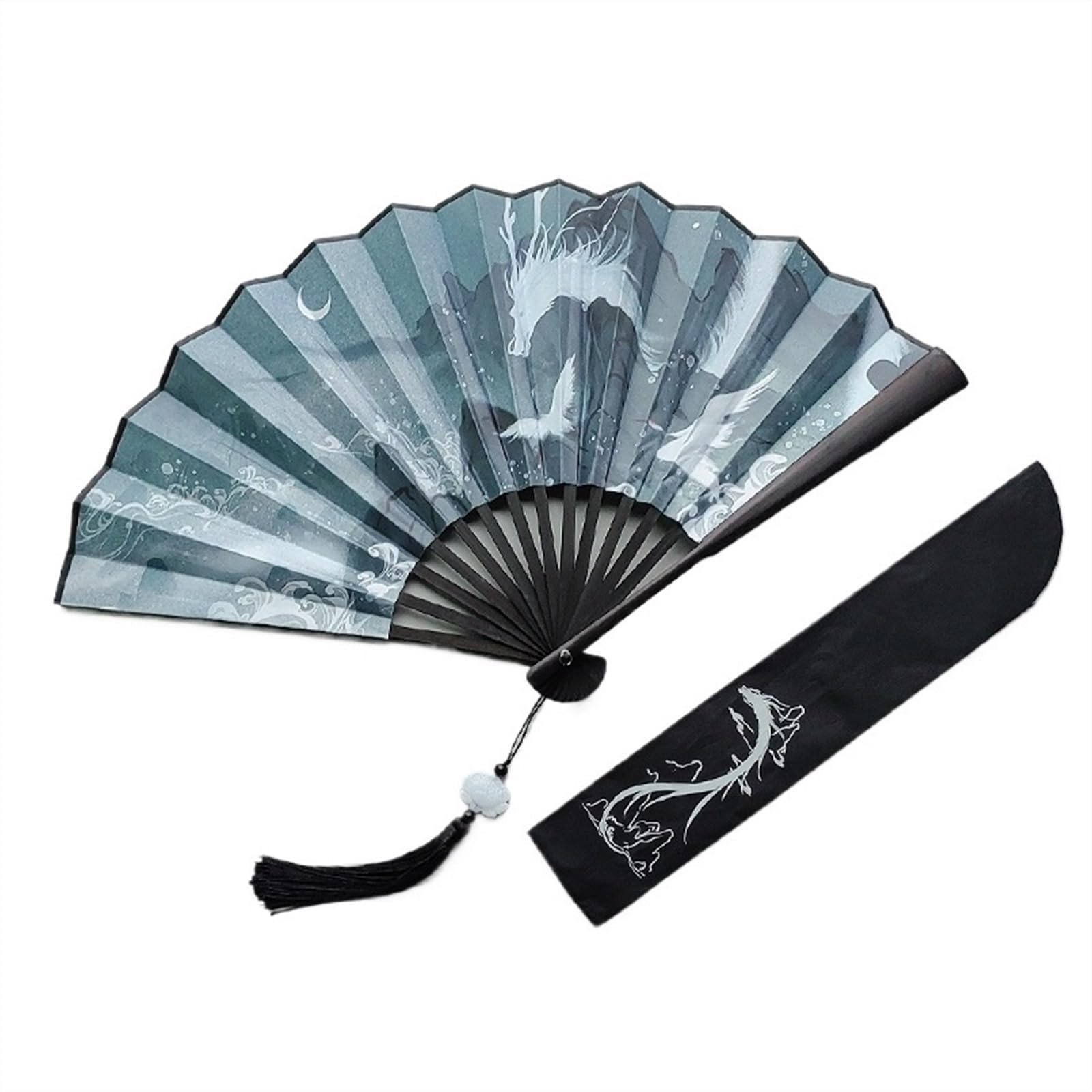 SXTYYH Folding Hand Fan, Classical Hanfu Summer Photograph, Men Women Chinese Japanese Style Crafts, Handheld Fan for Women Foldable(B)