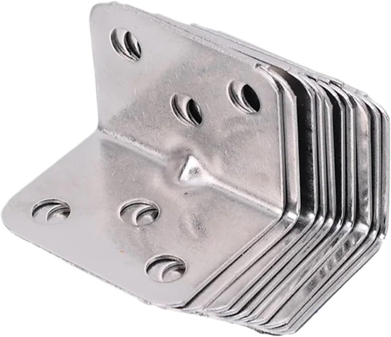 L Brackets Stainless Steel Corner Right Angle Fixed for Wood Furniture Bedframe Cabinet(6holes-10pcs)