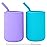 WeeSprout Silicone Baby Cups With Straws and Lids, 4 & 8 oz Options, Set of 2, Food Grade Toddler Training Container, Built In Straw Stoppers, Measurement Markings, Dishwasher Safe + Straw Cleaner