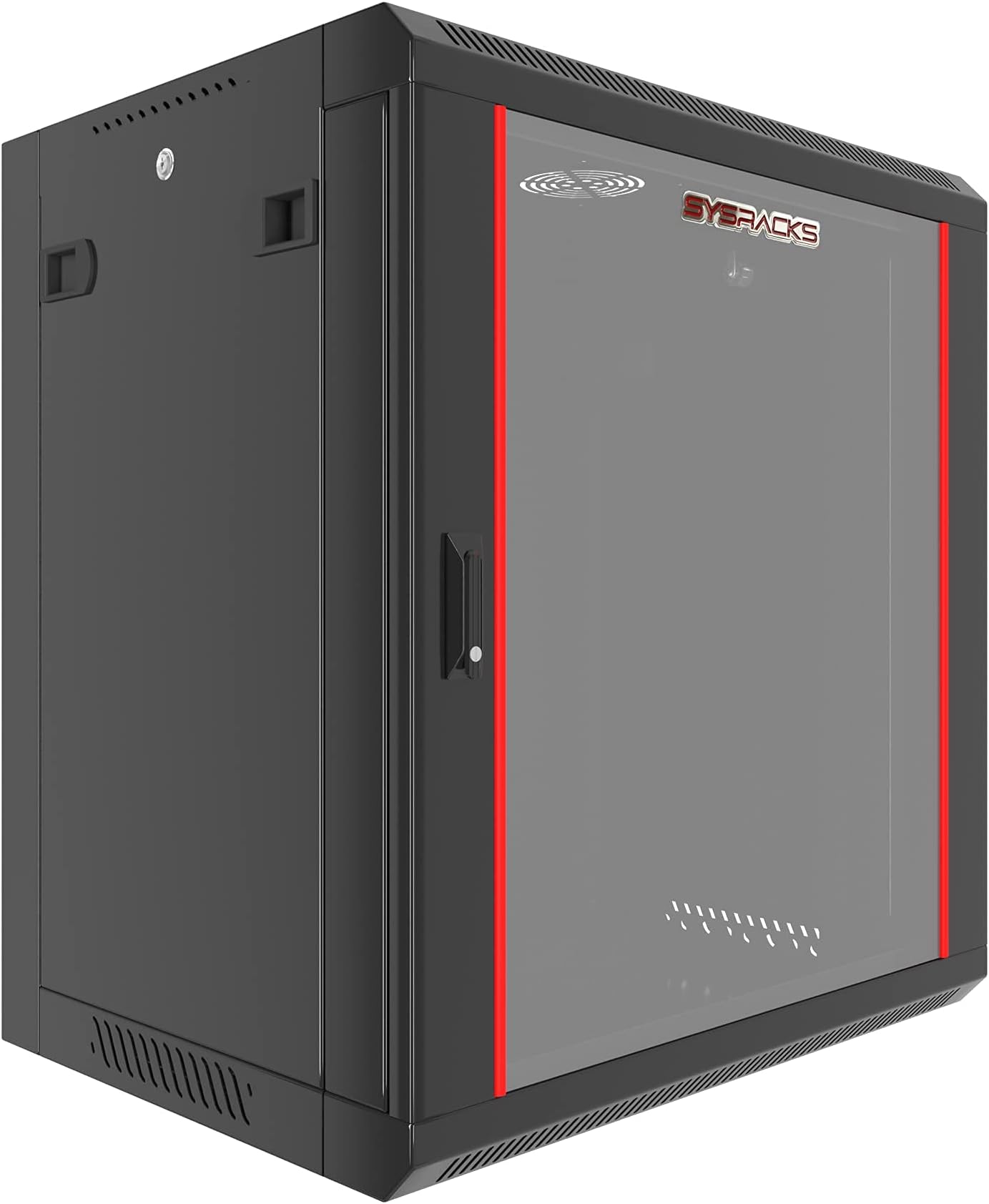 Sysracks 12U Wall Mount Server Rack Cabinet, Black, Locking Computer Cabinet for Network, AV, Server, IT, Audio Equipment, 24-Inch Depth