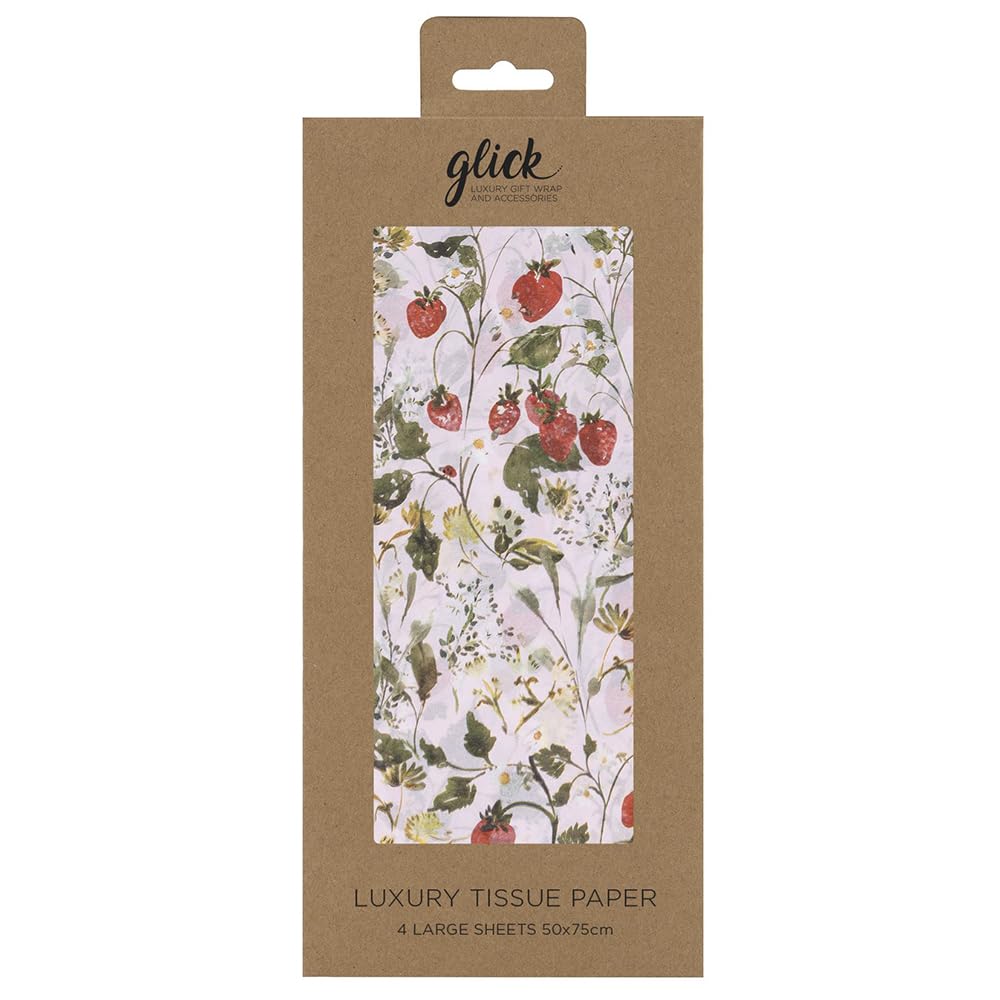 Strawberry Patch Glick 4 Sheets Tissue Wrapping Paper 50 x 75 cm
