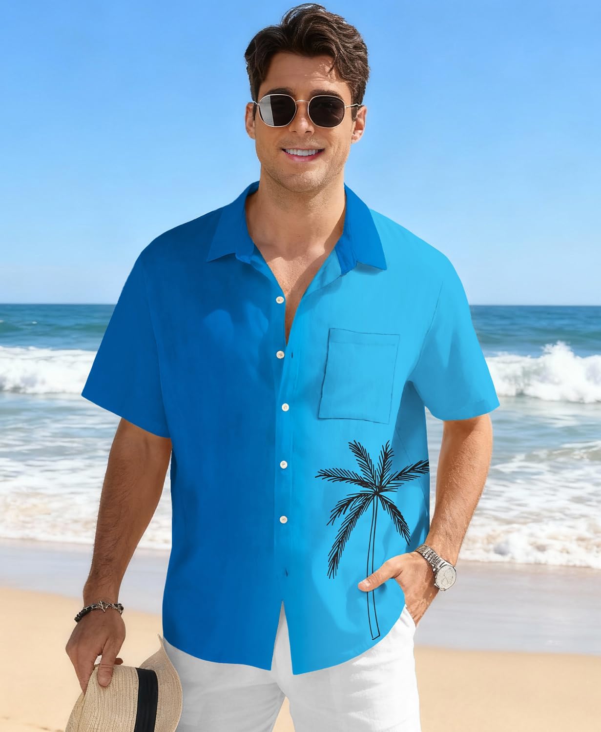 KYKU Men's Hawaiian Shirt Short Sleeve Tropical Button Down Casual Summer Beach Vacation Shirts - Image 2