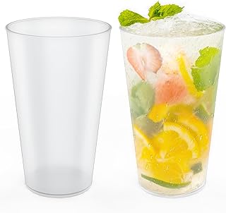 AOLUXLM 50 Stück Partybecher Set, Trinkbecher Bruchsichere Mehrwegbecher für Getränkepartys, Geburtstag, Hochzeit - 480 ml / 16 OZ (Voll Gefüllt) Mattierte Plastikbecher