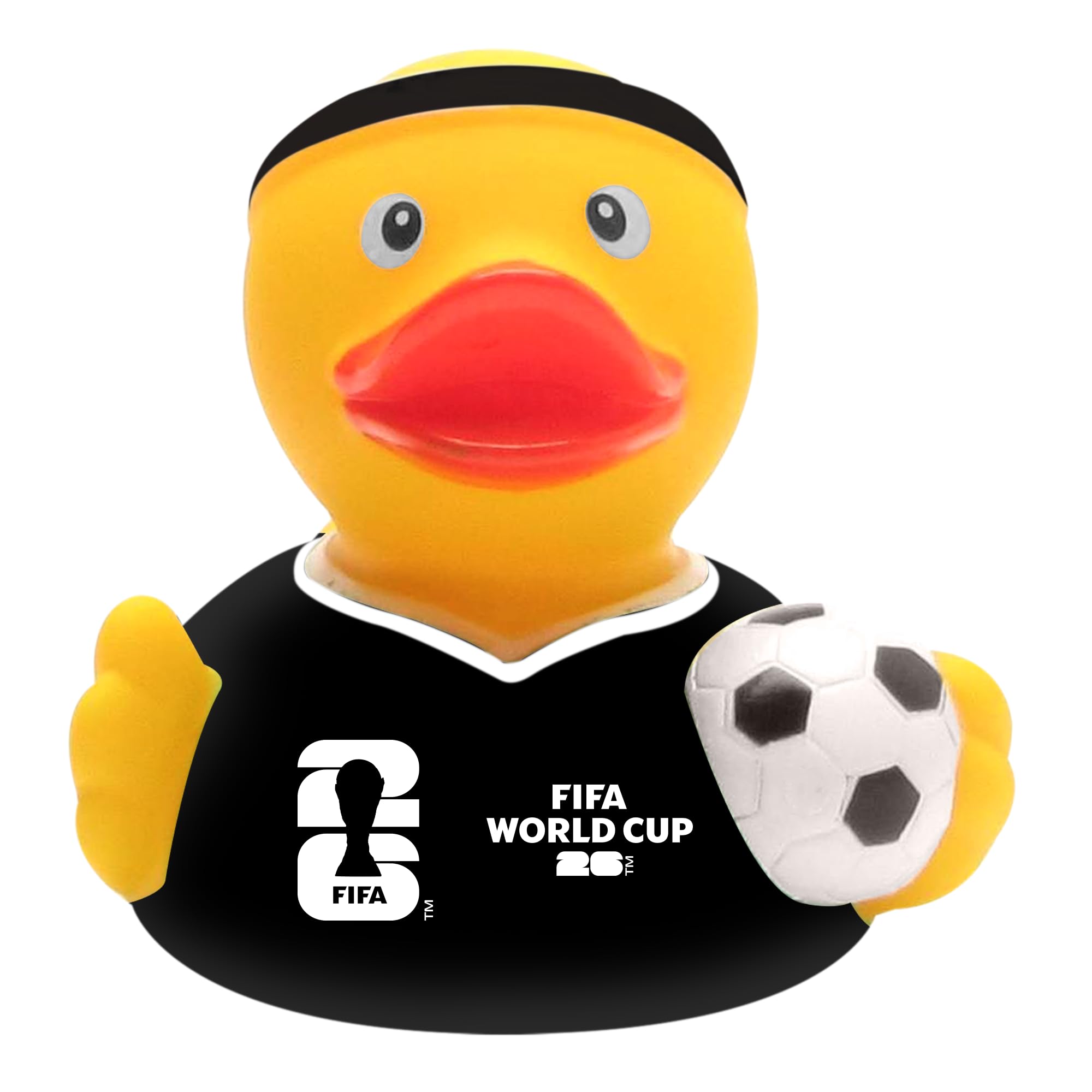 Hy-Pro Officially Licensed FIFA World Cup 2026 Rubber Duck - Bath Toy with Headband & Shirt Holding Ball, Collectible Football Mascot for Supporters, Fun & Nation Pride Display - Yellow - 1