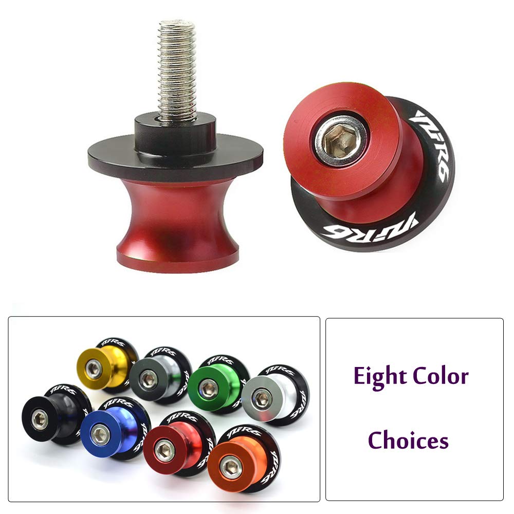 6MM M6 X 1.5 Motorcycle Swing Arm Sliders Spools 2PCS CNC Swing Arm Stand Screw Compatible With YZFR6 YZF-R6 1999-2017
