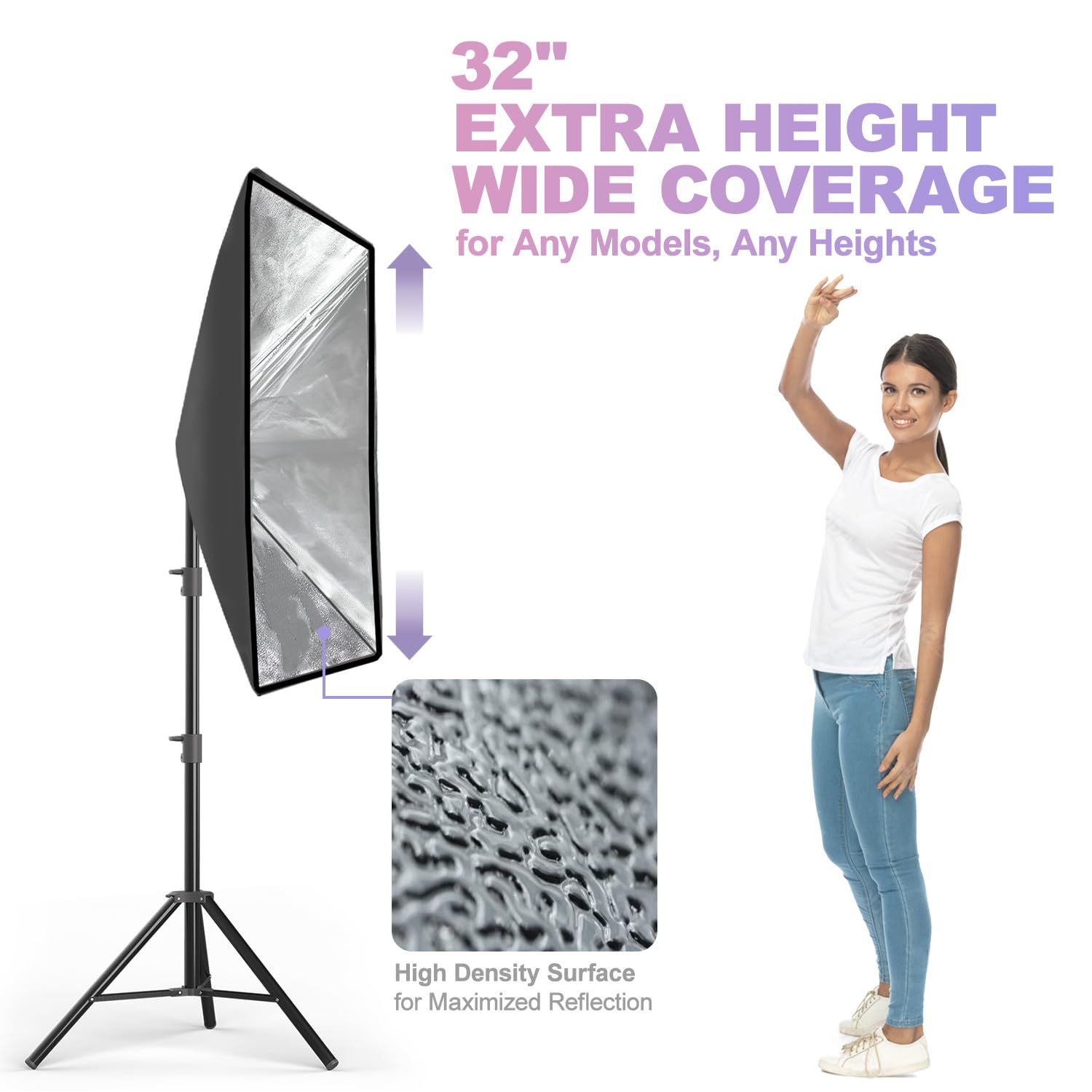 Kit Illuminazione Professionale LimoStudio Con 2 Softbox 22x32 Pollici, Lampade LED 85W Dimmabili, Telecomando, Treppiedi E Custodia - 12600 Lumen, CRI 95, Temperatura Colore Regolabile - 3