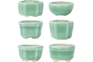 1.8 inch (4.5cm) Mini Glazed Pots Set of 6 Vibrant Green