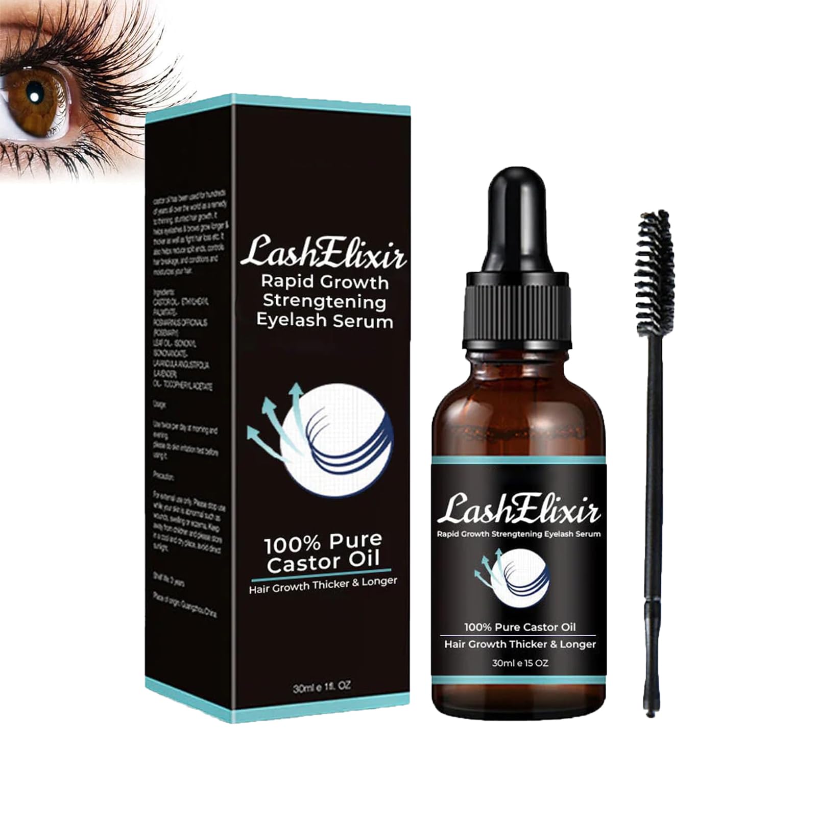 Gfouk Lash Elixir Rapid Growth Strengthening Eyelash Serum, Rapid Lash Eyelash Growth Serum, Castor Oil Eyelash Serum, Eyelash Serum To Grow Lashes, Eyelash Growth Serum Longer and Thicker (1pc)