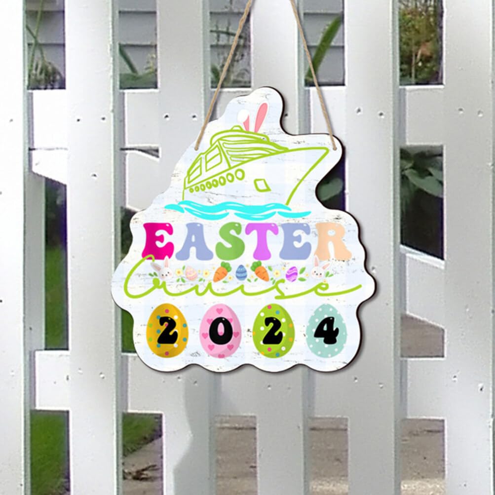 Targa Di Benvenuto In Legno Per Pasqua – Decorazione Da Porta Con Corda – Scritta 'Happy Easter' – 30x28 Cm
