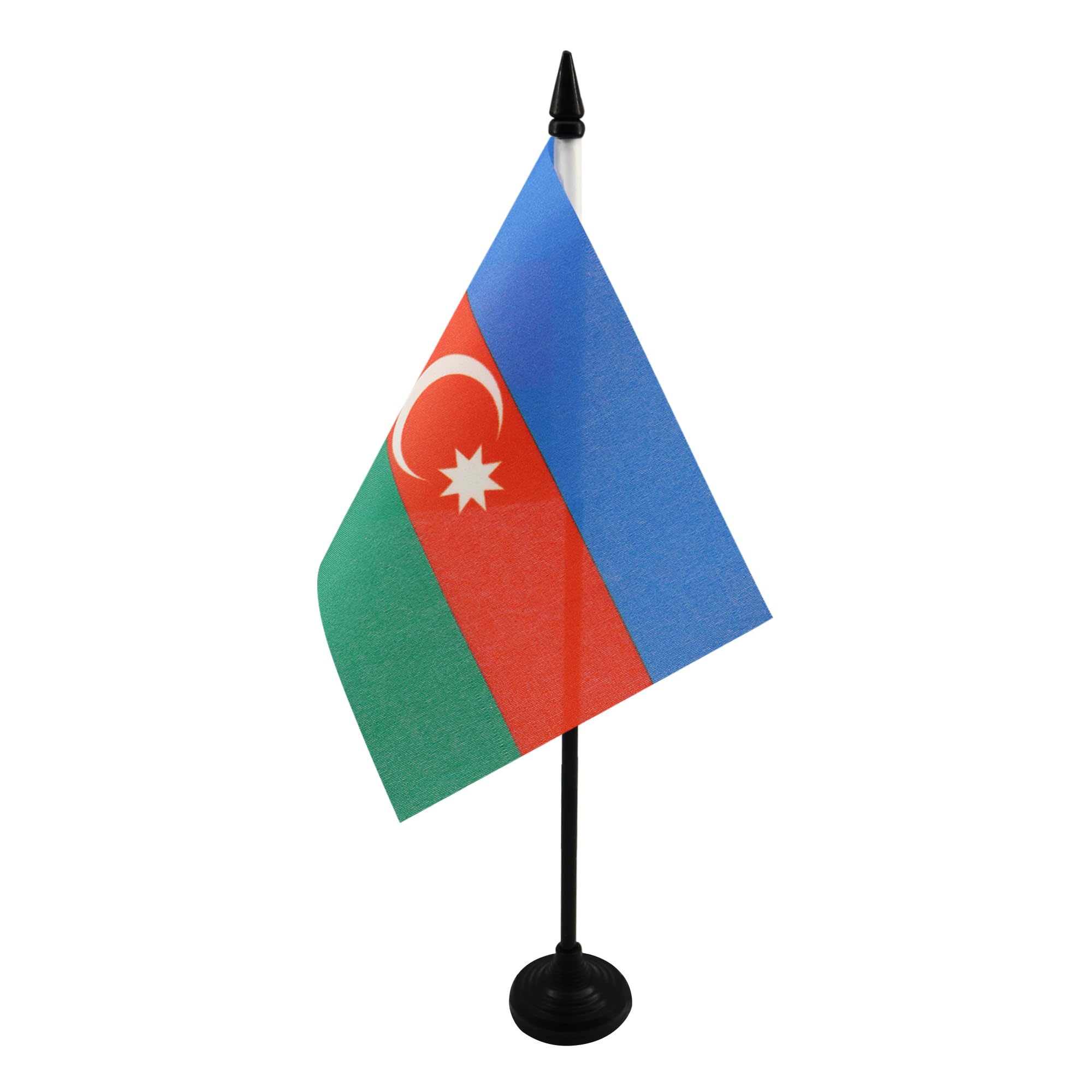 Azerbaijan Table Flag 4'' x 6'' - Azerbaijani Desk Flag 15 x 10 cm - Black plastic stick and base - AZ FLAG
