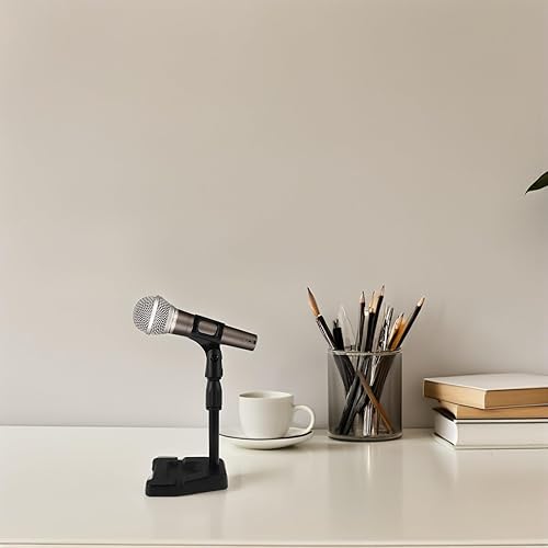 Miniatura 8 de Beaupretty Adjustable Rotation Table Top Mic Stand Clamp with U-shaped Holder Sturdy Metal Desktop Microphone Stand for Gaming Singing Professional