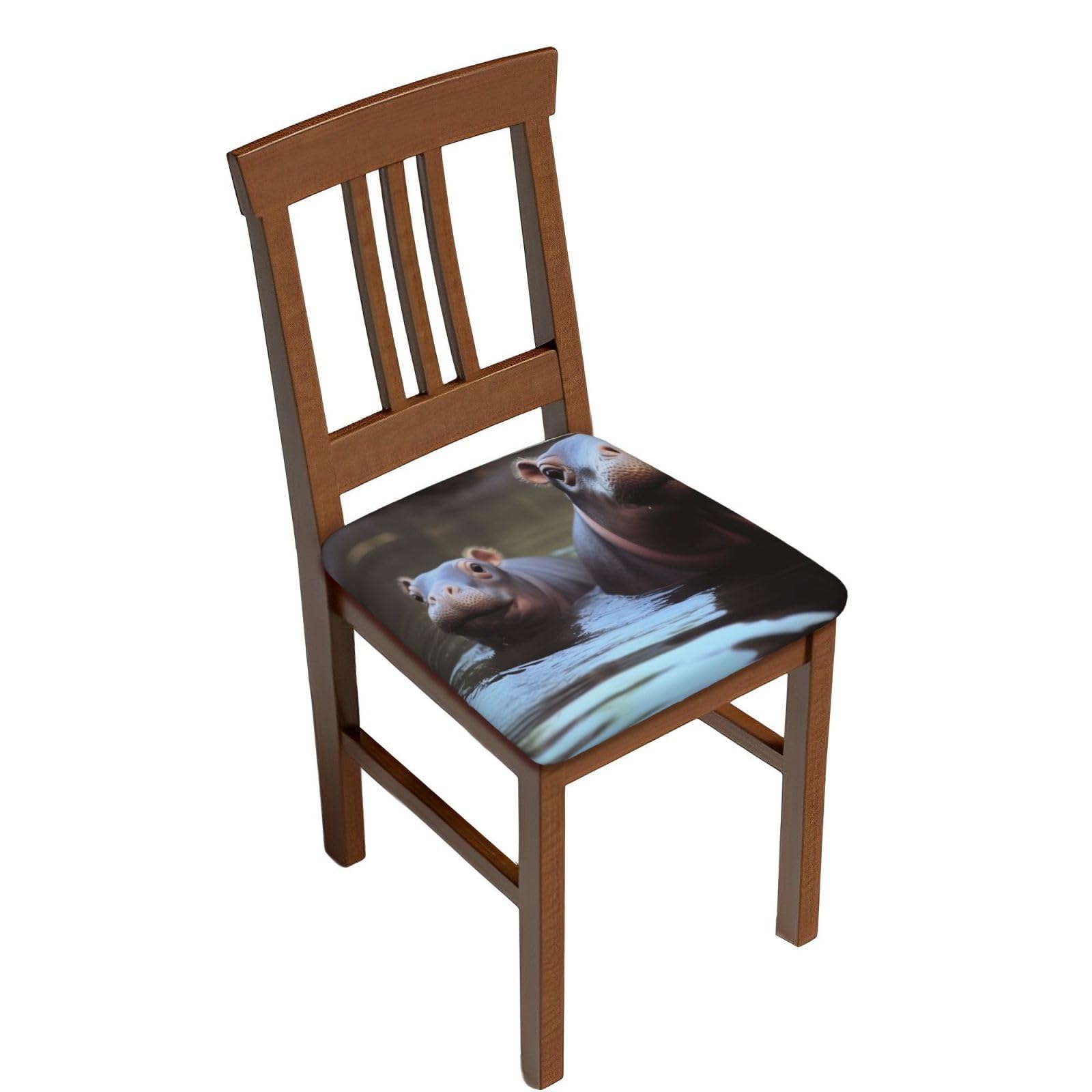 FodPand Hippos Square Stool Covers Two Pieces, Stretch Removable Square Bar Stool Seat Covers Washable Dustproof Stool Cushion Slipcover Soft Milk Silk Bar Chair Covers with Band