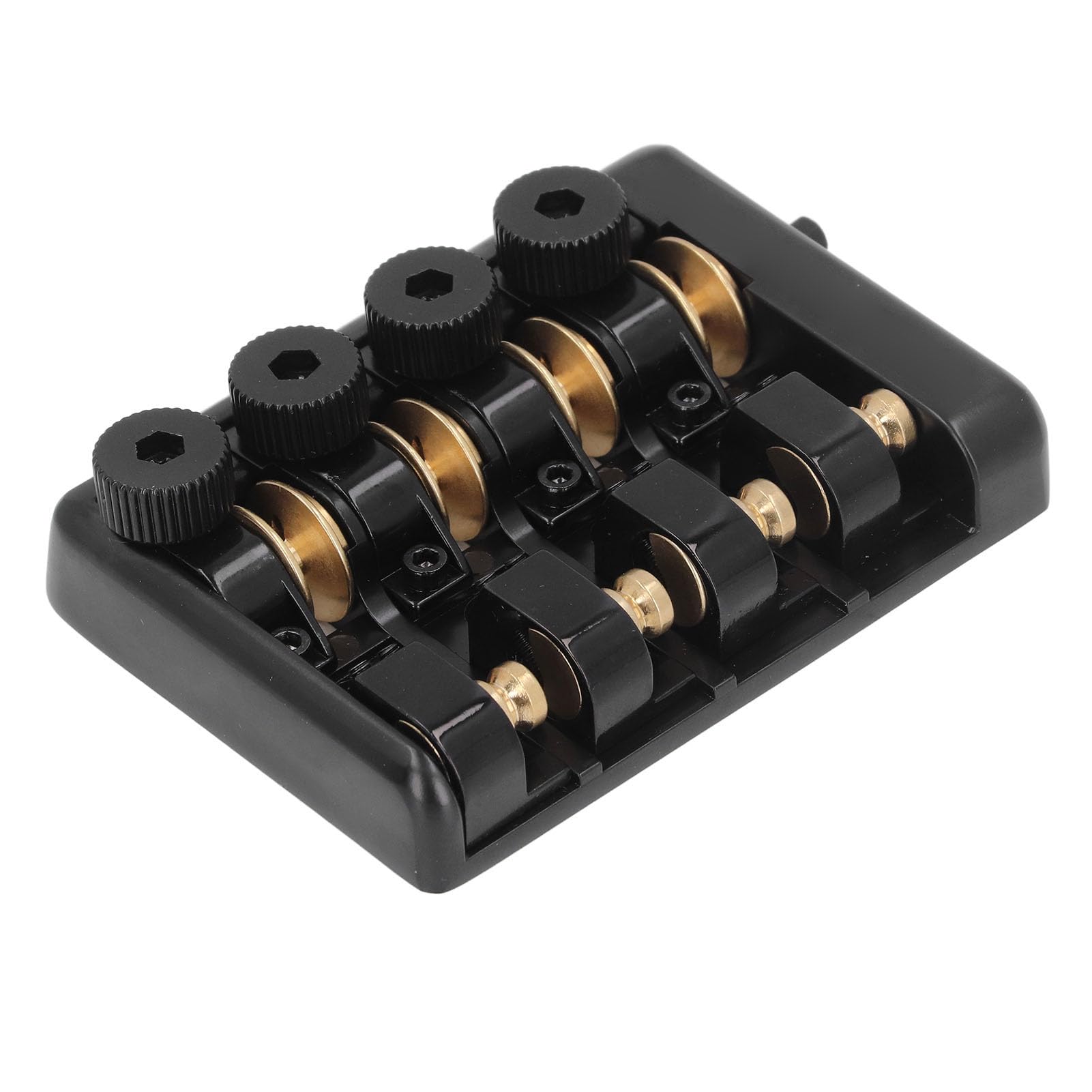 Sorandy 4-strunowy Bezgłowy Mostek do Basu Elektrycznego, Mostek Zamienny ze Stopu Cynku i Mosiądzu z blokadą strunową, Idealny do 4 Bezgłowych Gitar Basowych (BLACK)