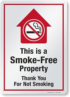 SmartSign 14 x 10 inch “This Is A Smoke-Free Property - Thank You For Not Smoking” Metal Sign, 40 mil Laminated Rustproof Aluminum, Red, Black and White, Made in USA