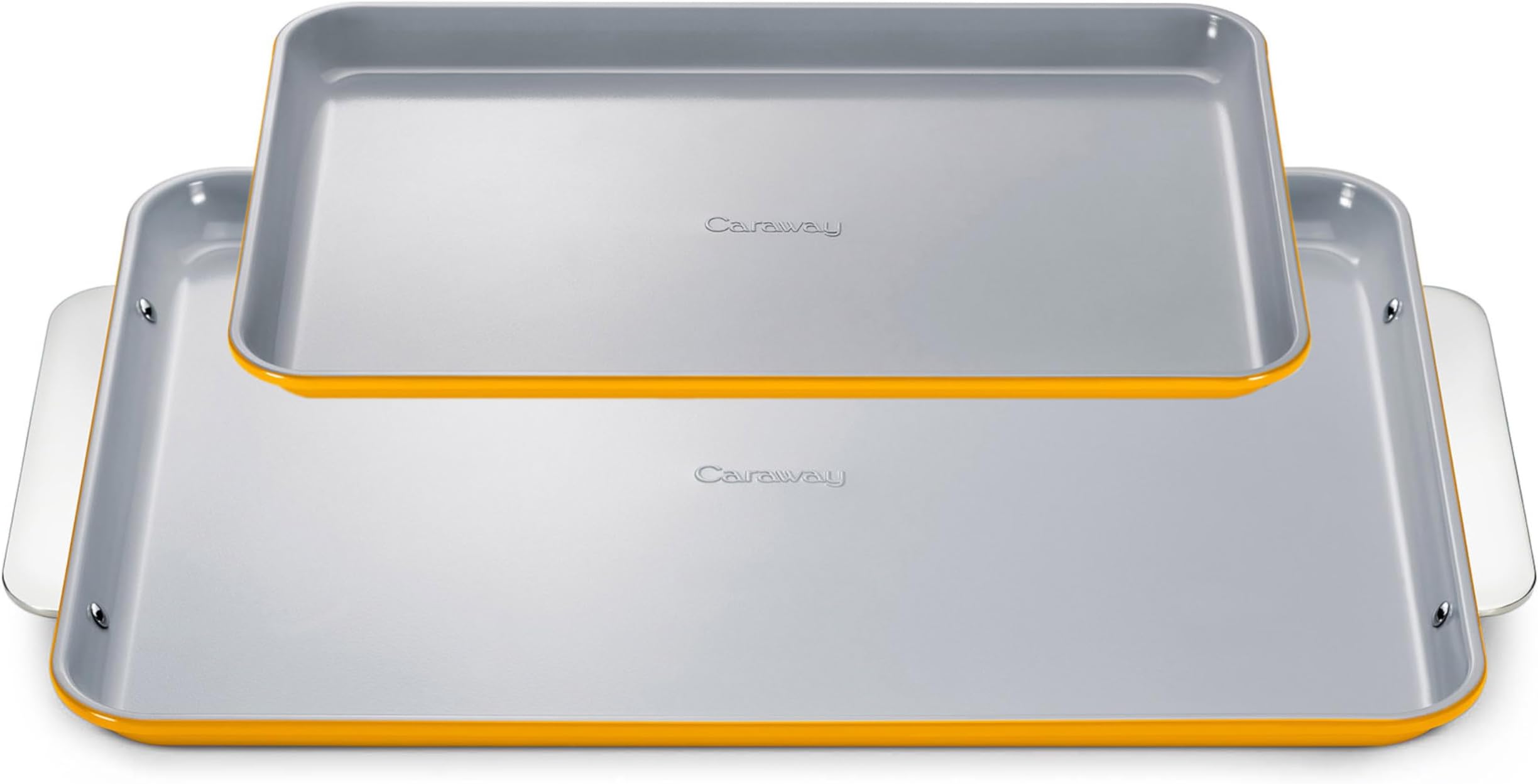 CarawayNon-Stick Ceramic Baking Sheet Duo - Naturally Slick Ceramic Coating - Non-Toxic, PTFE & PFOA Free - 18 x 13" Large & 15 x 10" Medium - Marigold