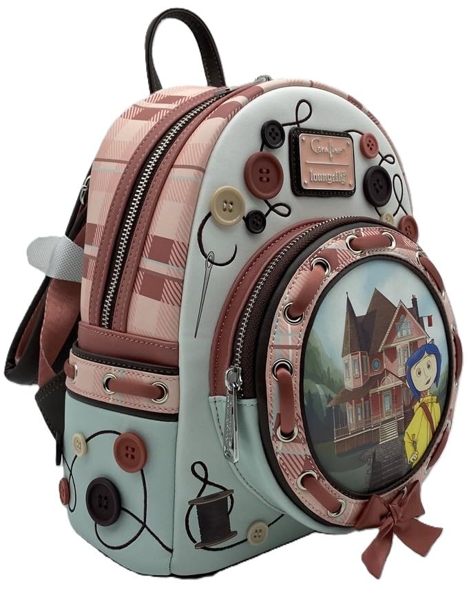 Loungefly Coraline Garden Party Mini Backpack – Officially Licensed, Faux Leather, Zippered Pockets2