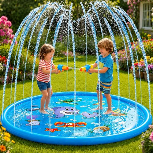 170cm Splash Pad 67 Sprinkler Mat Water Sprinkler for Kids Garden Water Toys Kids Sprinkle and Splash Play Mat Summer Water Toys for Kids Outdoor (D)