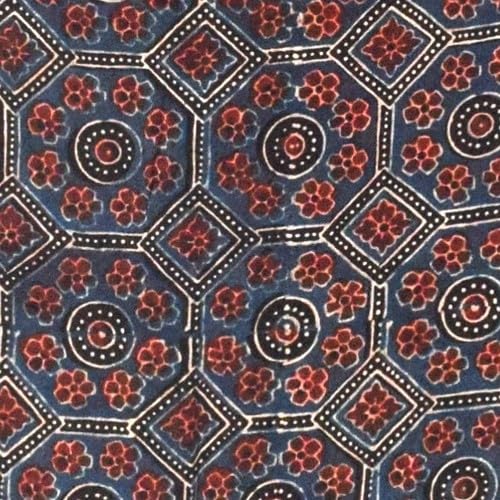 Image of Ethnics of Kutch Womens's Ajrakh Modal Silk Natural Dye Hand Block Print Unstitched Kurta Fabric