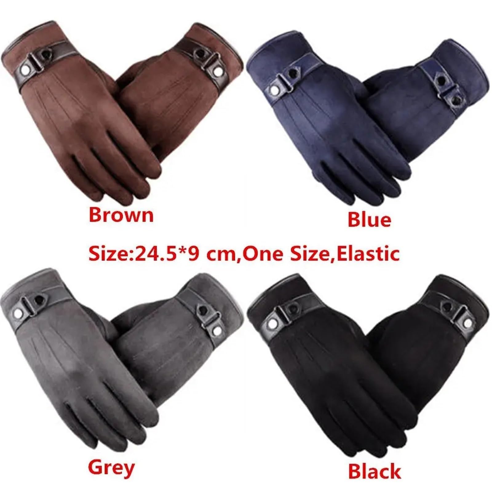 Guantes De Esquí para Hombre, Guantes De Cuero, Manoplas para Pantalla Táctil, Manoplas Térmicas con Forro Polar para Conducir, Guantes Gruesos De Invierno A La Moda,Blue