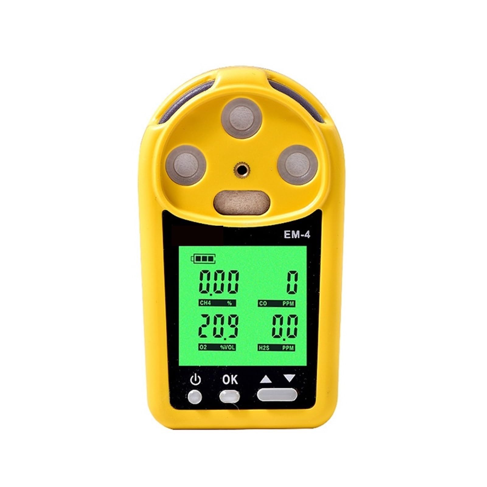 Gas Detector, Four-in-one Gas Detector EM-4 Carbon Monoxide Oxygen Combustible Hydrogen Sulfide Concentration Alarm