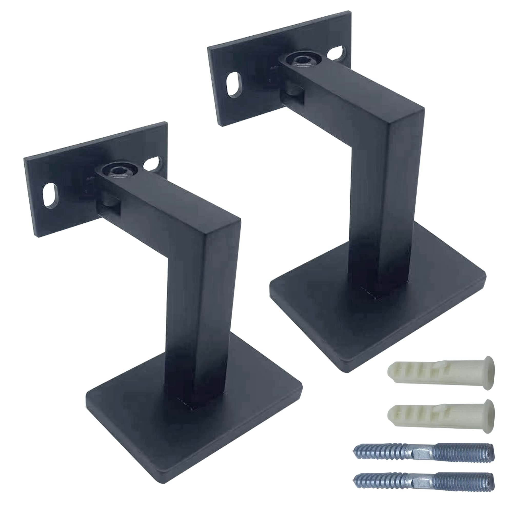 Handrail Brackets for Adjustable Staircase Stair Railing Brackets with Screws (Plane, Black) (Black)