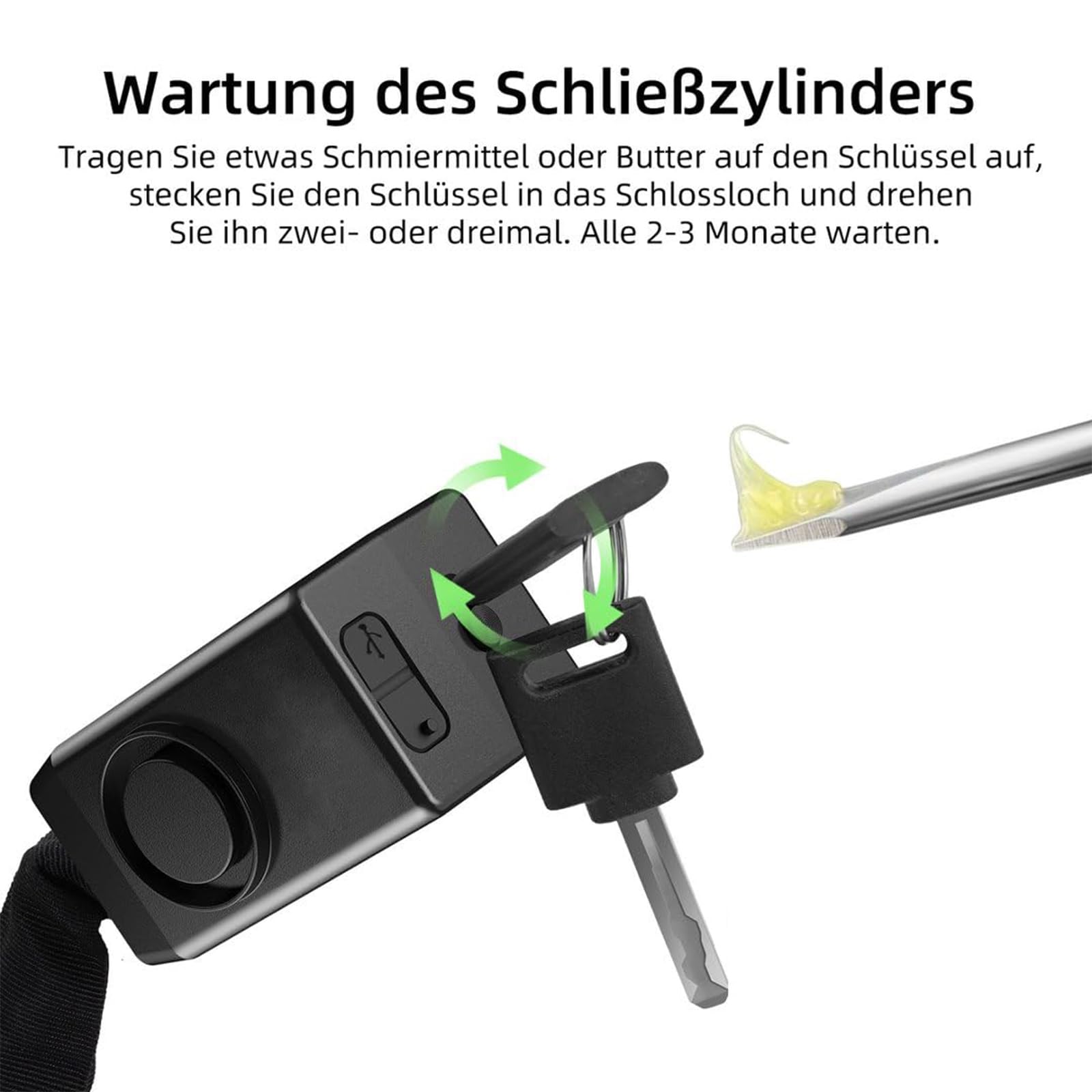 E Scooter Schloss, Fahrradschloss mit Alarm 110dB, Anti-Diebstahl E-bike Kettenschloss, USB-C aufladbar, IP55 Wasserdicht, 1200mm/8mm Kettenschloss, mit Fernbedienung & Schlüssel &Tasche für