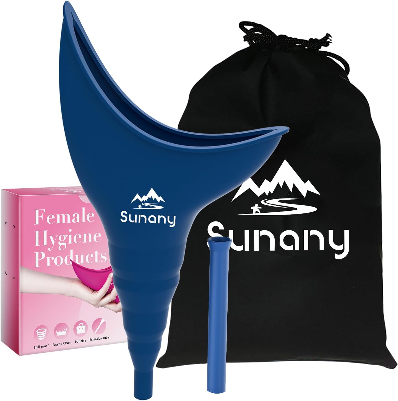 Sunany Female Urinal, Female Urinal with Silicone Funnel, Portable for Standing Female, Reusable Urinal for Female Toilet, for Outdoor, Activities, Camping, Travel