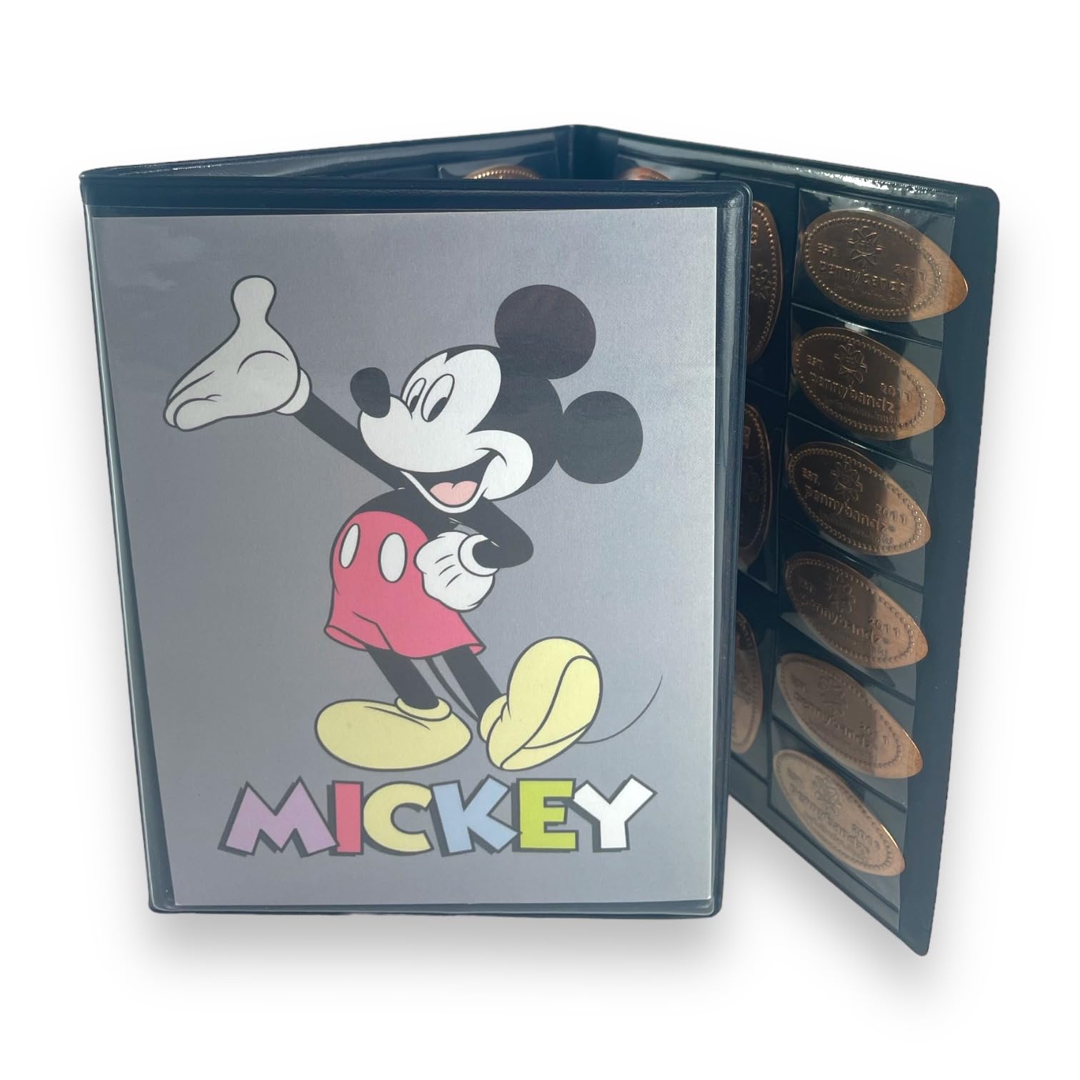 Pennybandz Penny Postcard Tri-Fold Pressed Penny Collector Book Holds 60 Pressed Pennies and Your Favorite Postcard for Your Cover (Mickey in Color