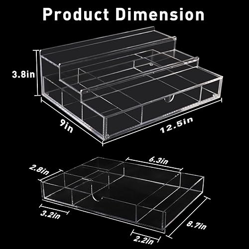 Miniatura 6 de FOLUODRAY Organizador de colonia de acrílico para hombres, estante de exhibición de perfume, soporte de perfume con cajón para artículos esenciales