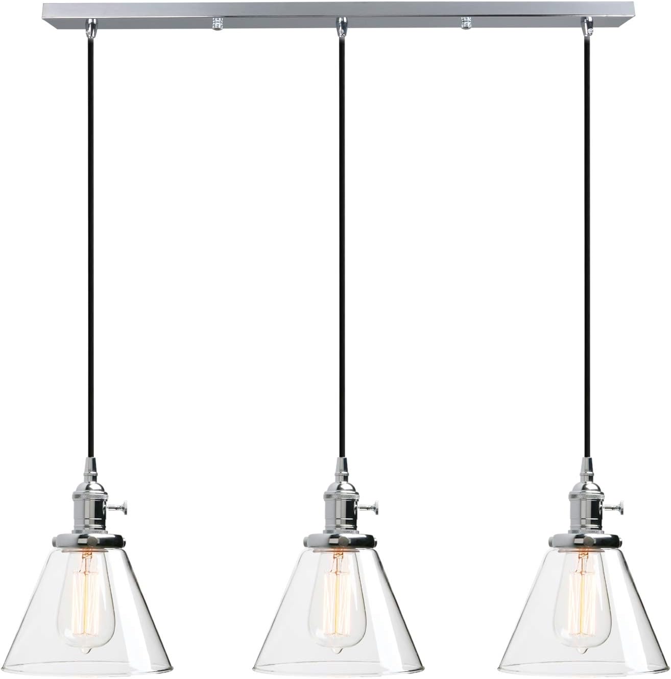Phansthy Industrial Pendant Light Fitting with Switch 3 Light Edison