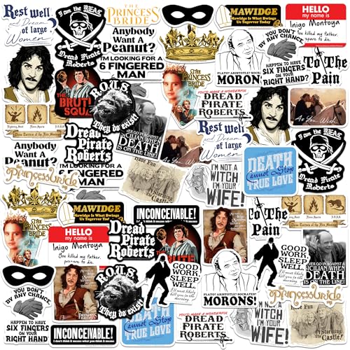 The Princess Bride 50CT Large Die-Cut Vinyl Stickers Variety Pack Premium Indoor & Outdoor Decals for Laptop Water Bottle Tablet & More