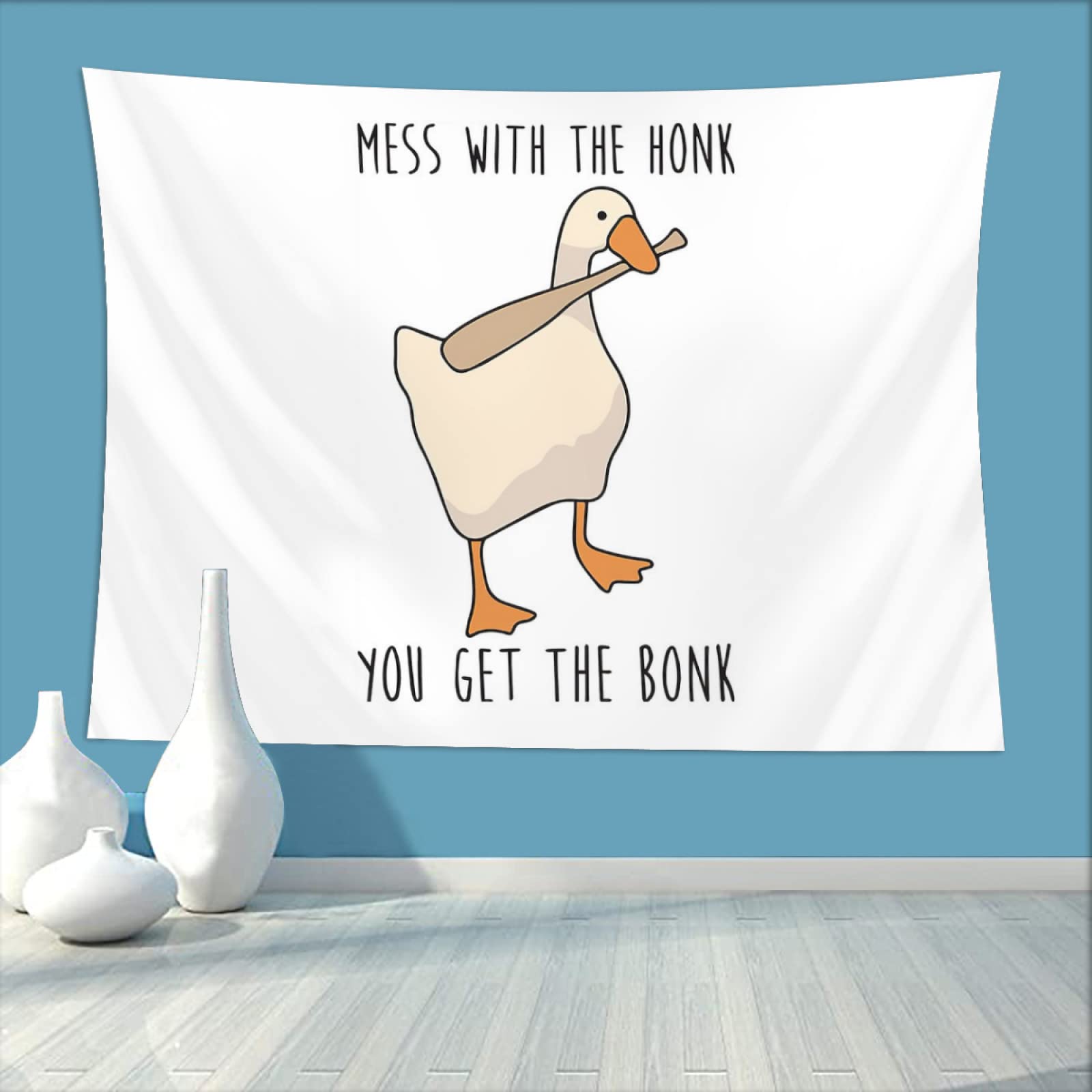 Demosayer Goose Game Funny Tapestry for College Dorm Peace Option Meme Tapestries Poster for Bedroom Wall Art Decor Banners 60