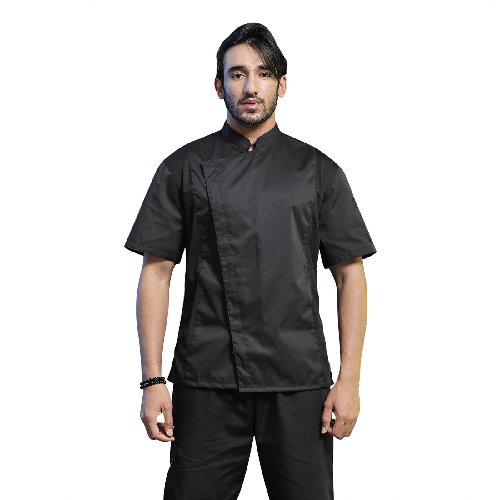 TopTie Unisex Black Chef Coat Chef Jacket with Mesh Side Panels