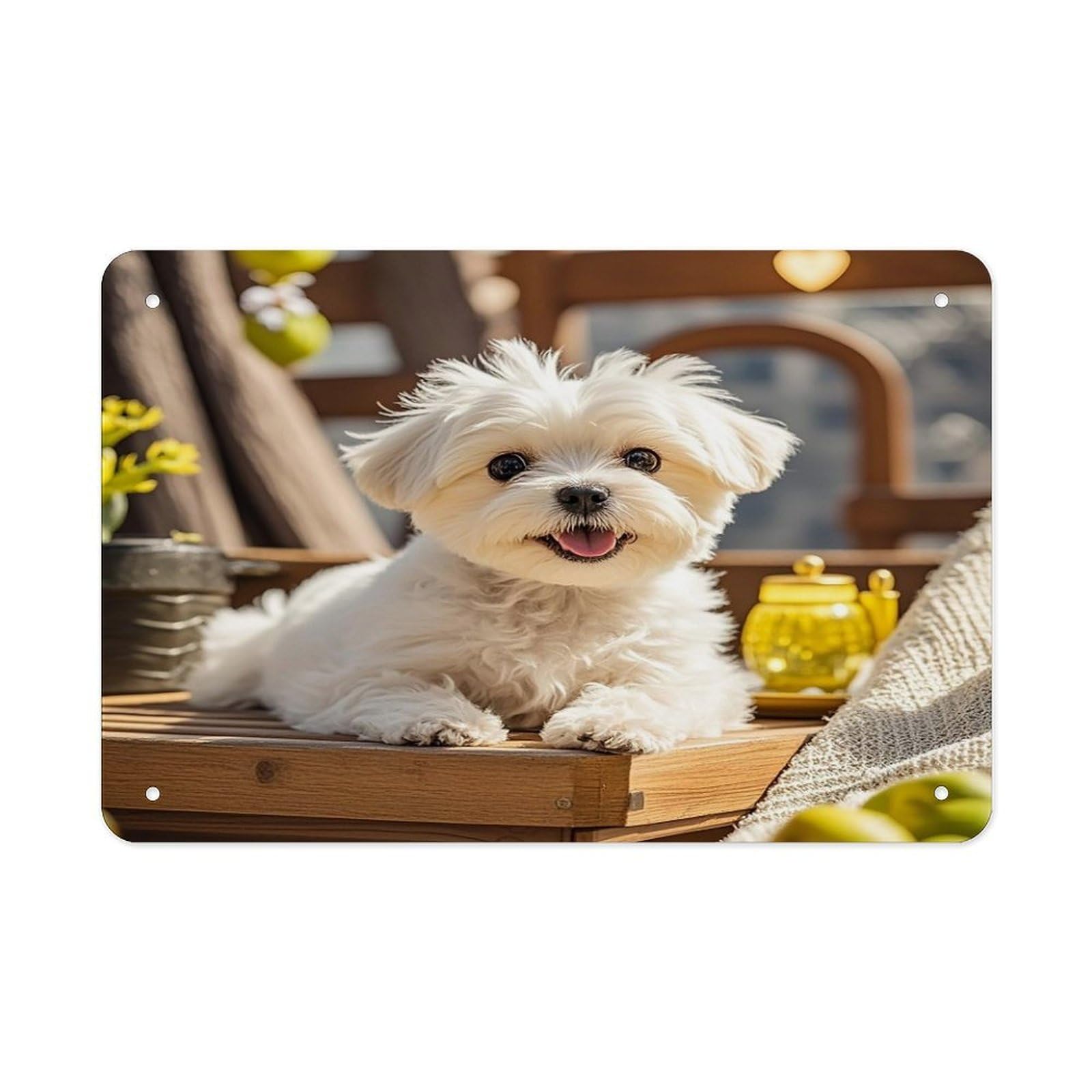 Fodpand Style Cute Maltese Puppy Dog Wall Art Metal Signs Tin Sign
