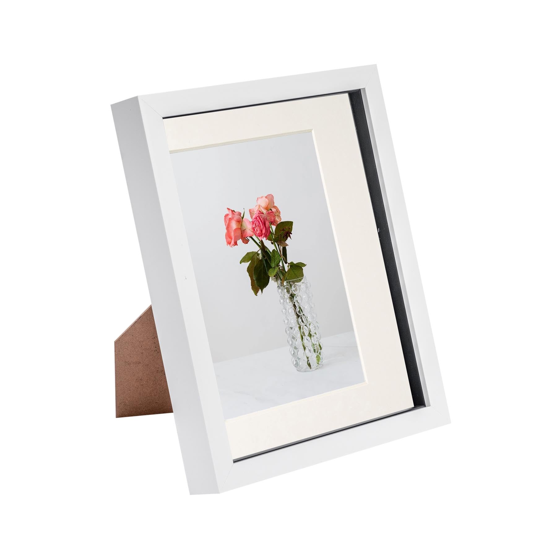 Nicola Spring Ivory Mount 8" X 10" White 3D Box Photo Frame - With 5" X 7" Mount