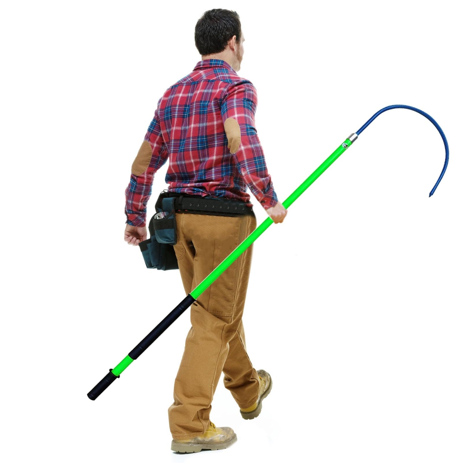 GHHVFEC High Voltage Insulated Rescue Hook - Heavy Duty Anti-Electrocution Body Hook, 16.5" Opening, Emergency Safety Equipment for Secure Rescues, Green, 6.5ft Length