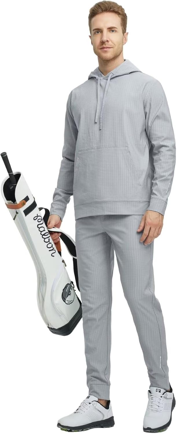 M MAELREG Mens Casual Pants with Zipper Pockets Water-Repellent Micro Fleece Lightweight Activewear Golf Pants - (നിറം: ഇളം ചാരനിറം, വലുപ്പം: ഇടത്തരം)