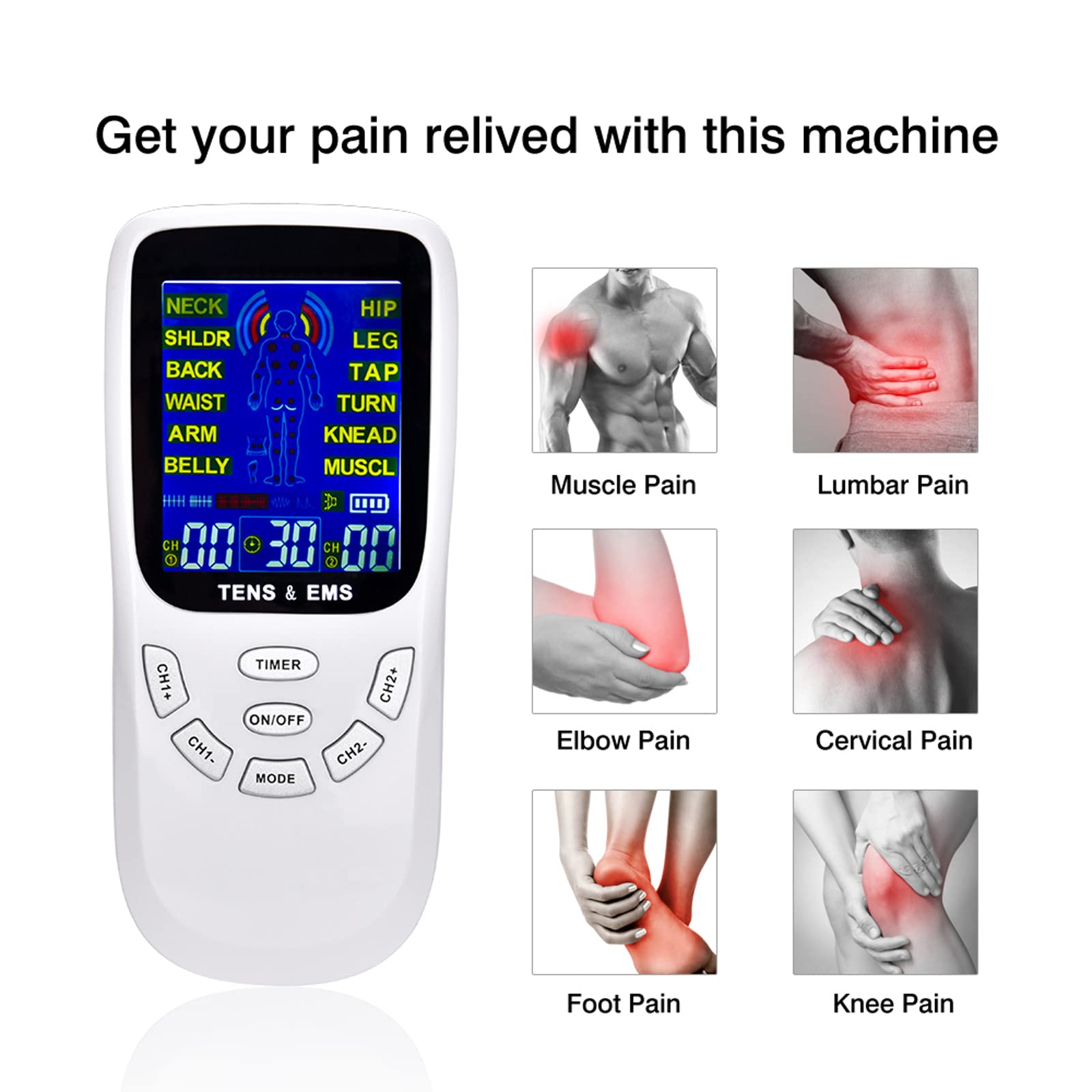 12 Modos de Fisioterapia de Baja frecuencia, máquinas TENS, Unidad EMS, electroestimulador Muscular de Pulso, Terapia de Almohadilla, el Mejor masajeador para el Cuerpo