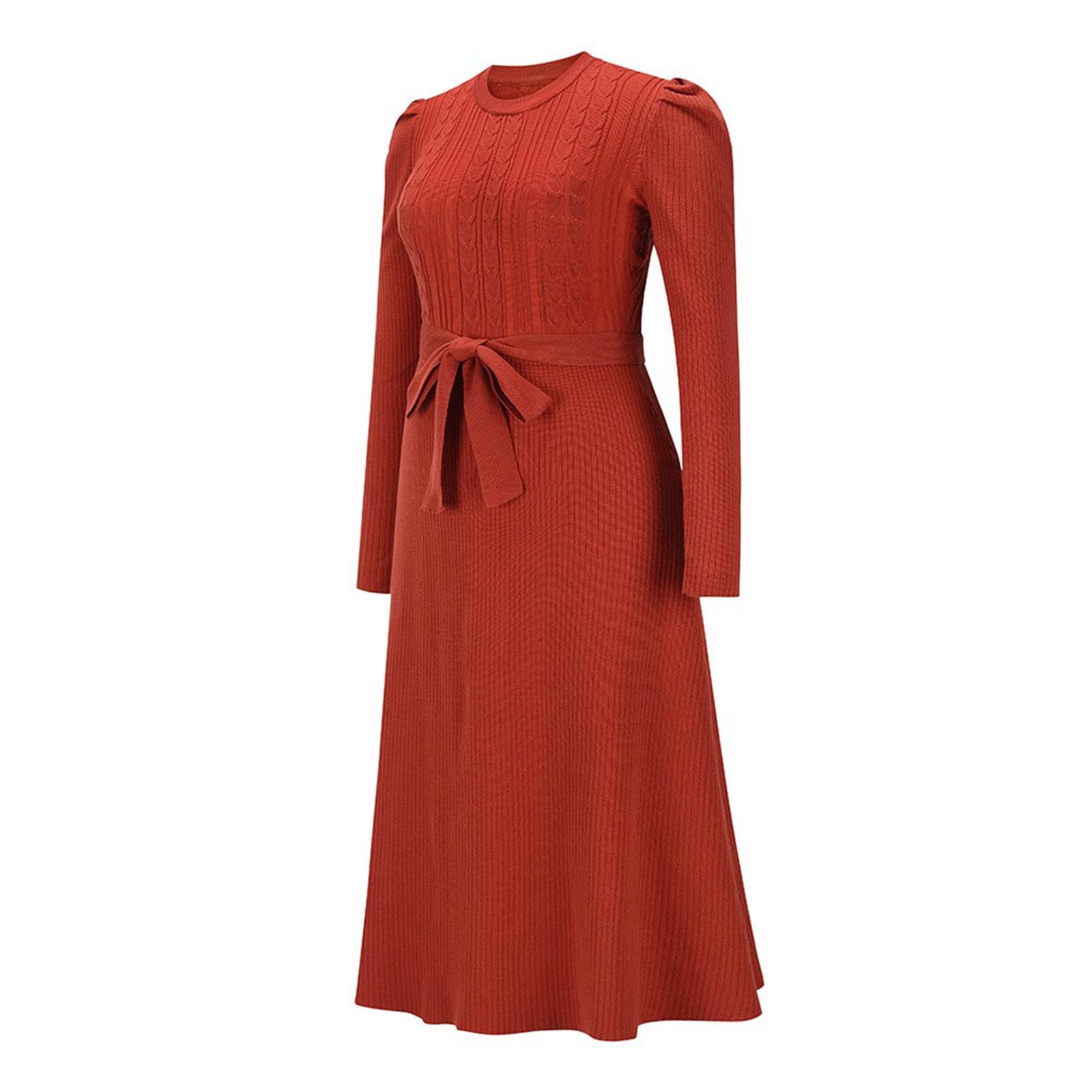 2026 Jupe tricotée Manches Longues Femme Automne Hiver mi-Longue Amincissante Haute trapèze Base Laine Pull élégante Casual Confortable Tendance Chaude