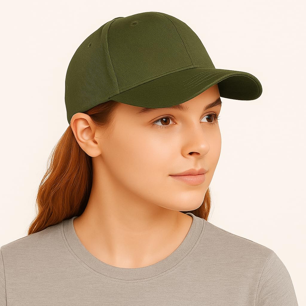 Amazon Brand - Anarva Unisex Cotton Baseball Cap Combo Pack of 2 - Olive, Black Color - Image 7 thumbnail