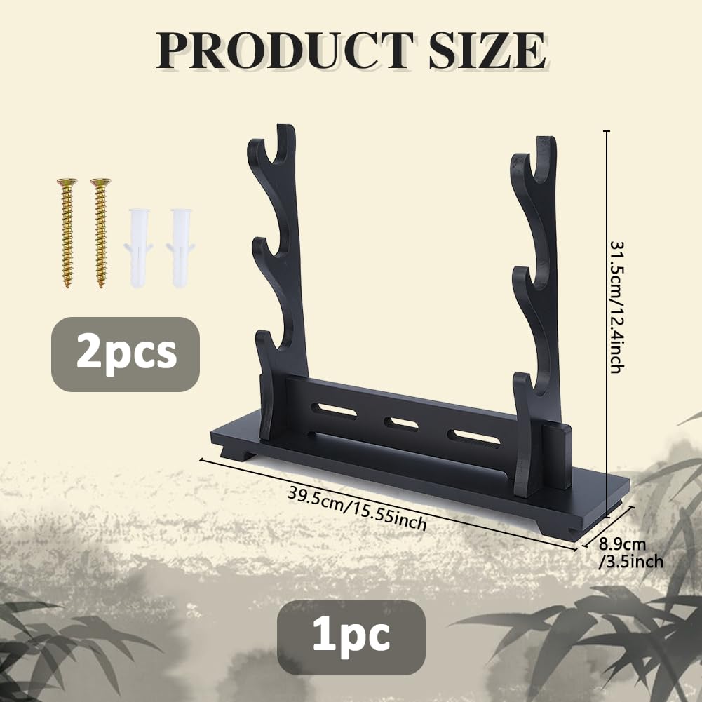 DICOSMETIC Supporto per spada Katana a 3 animali, 39,5 x 8,9 x 31,5 cm, in legno, per la casa, collezionisti e mariti