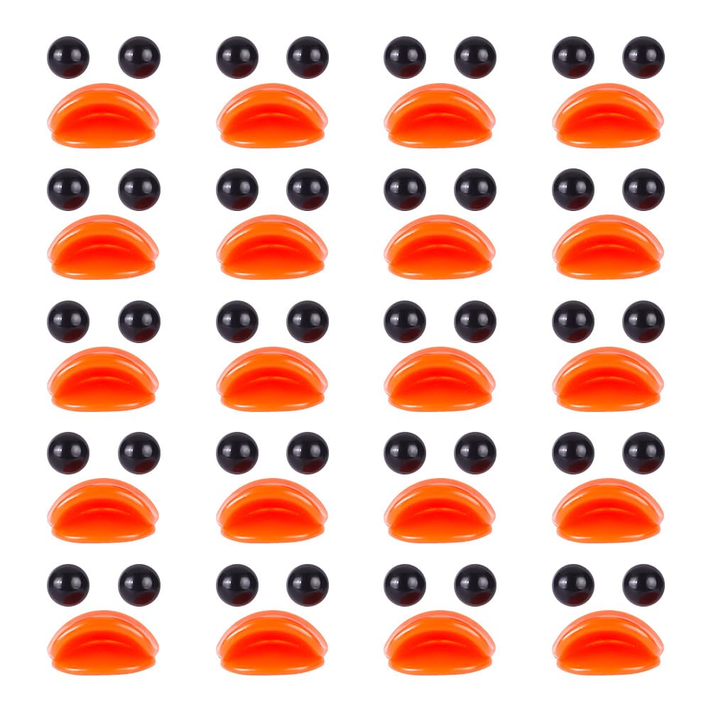 Yeux en plastique noirs ronds plats et bec de canard orange rigide