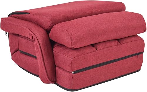 Miniatura 8 de GOFLAME Sofá perezoso de masaje plegable ajustable, sofá de silla de suelo, silla acolchada para juegos con reposabrazos y almohada